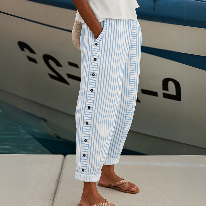 Caitlin | Pantalón elegante de rayas con botones