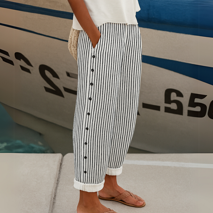Caitlin | Pantalón elegante de rayas con botones