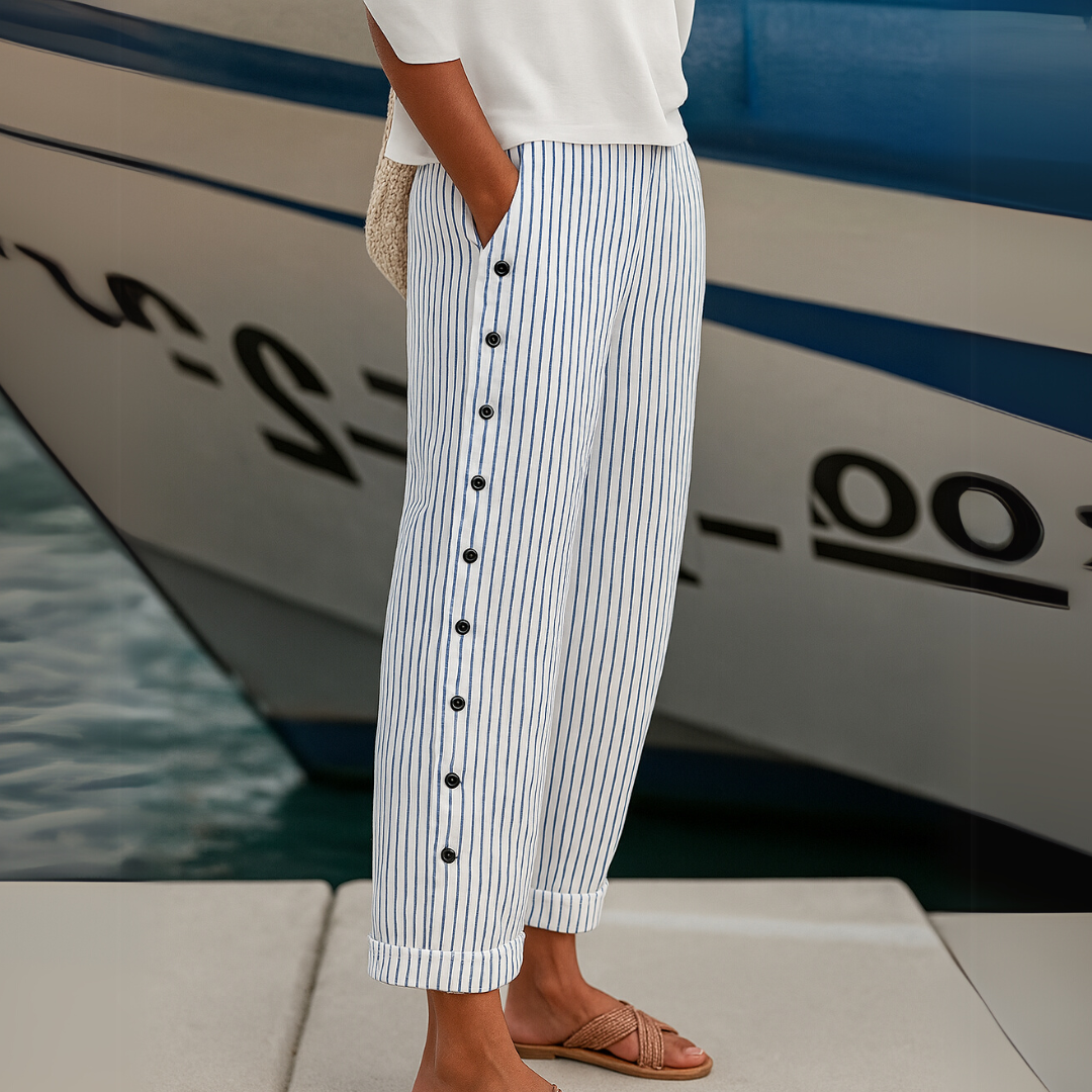 Caitlin | Pantalón elegante de rayas con botones