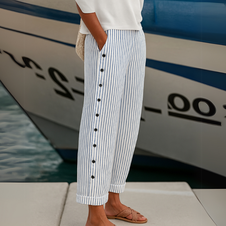Caitlin | Pantalón elegante de rayas con botones