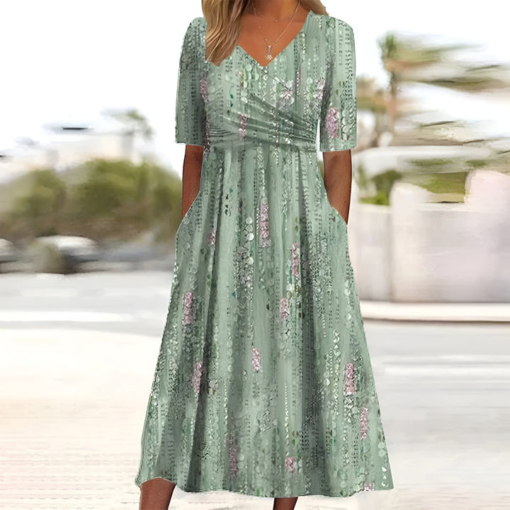 Celia | Elegante vestido midi con cuello en V