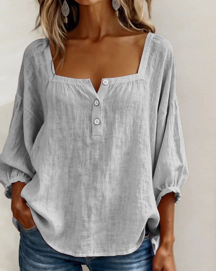 Avelina Camisa de cuello cuadrado y mangas abullonadas