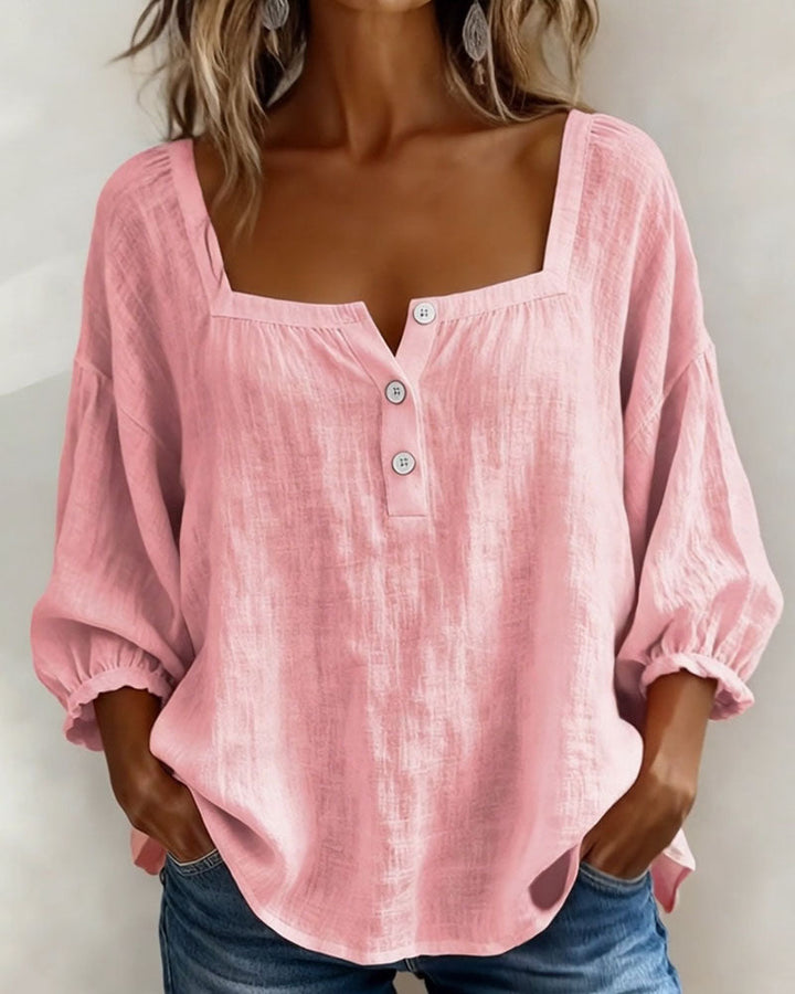 Avelina Camisa de cuello cuadrado y mangas abullonadas