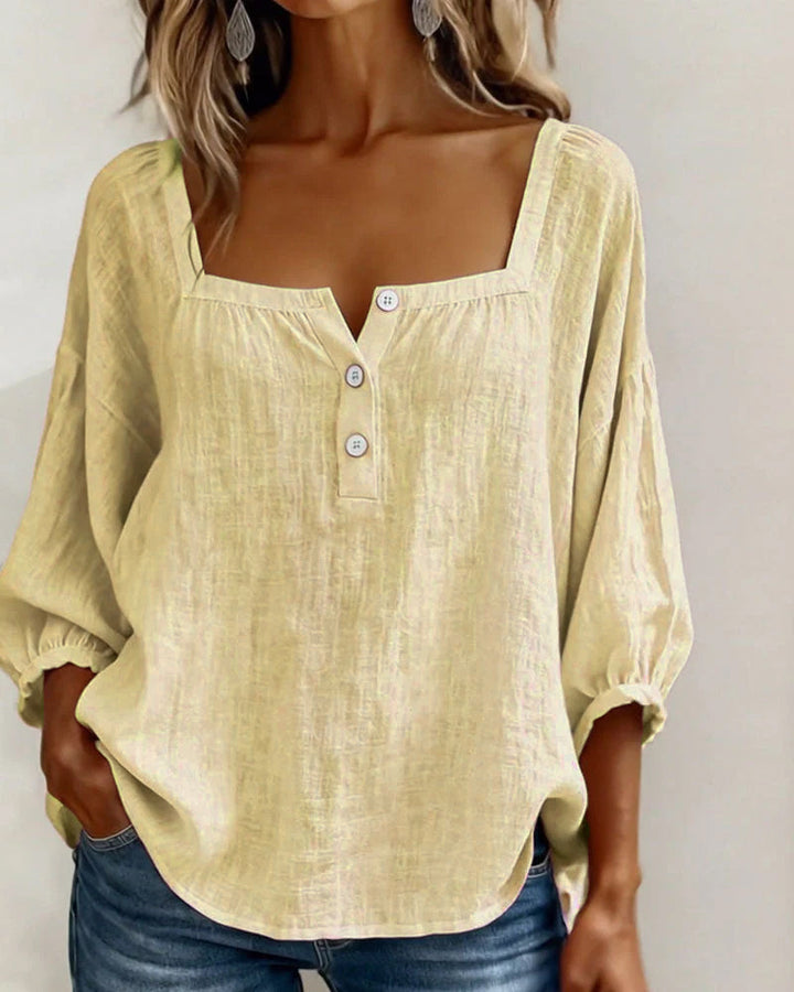 Avelina Camisa de cuello cuadrado y mangas abullonadas