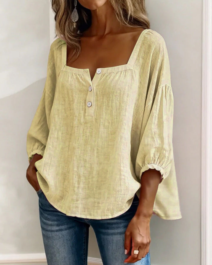 Avelina Camisa de cuello cuadrado y mangas abullonadas