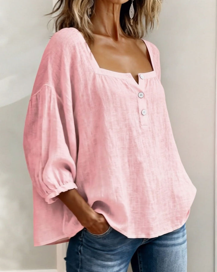 Avelina Camisa de cuello cuadrado y mangas abullonadas