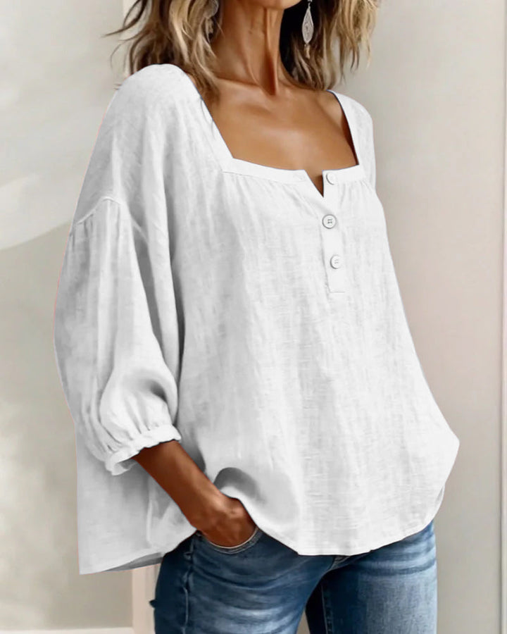 Avelina Camisa de cuello cuadrado y mangas abullonadas