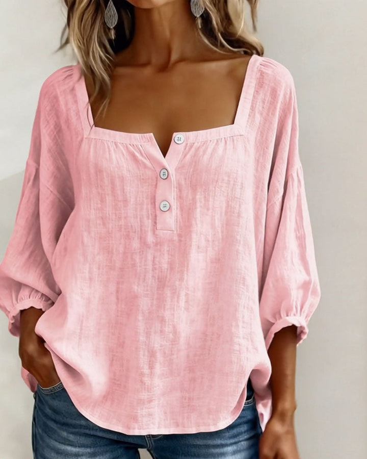 Avelina Camisa de cuello cuadrado y mangas abullonadas