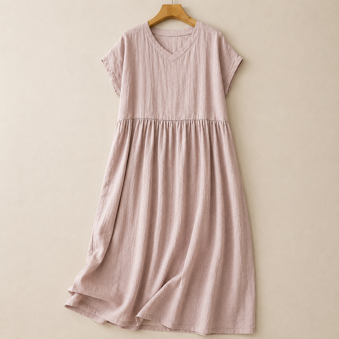 Vestido Midi Celestine con Escote en V
