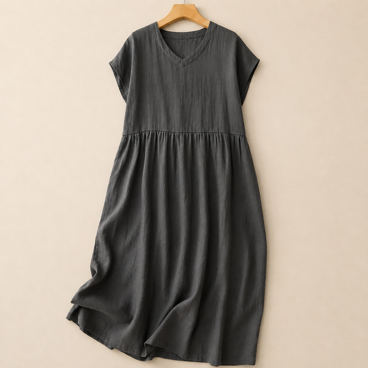 Vestido Midi Celestine con Escote en V