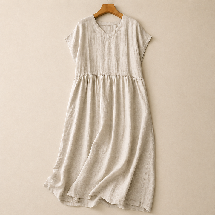 Vestido Midi Celestine con Escote en V