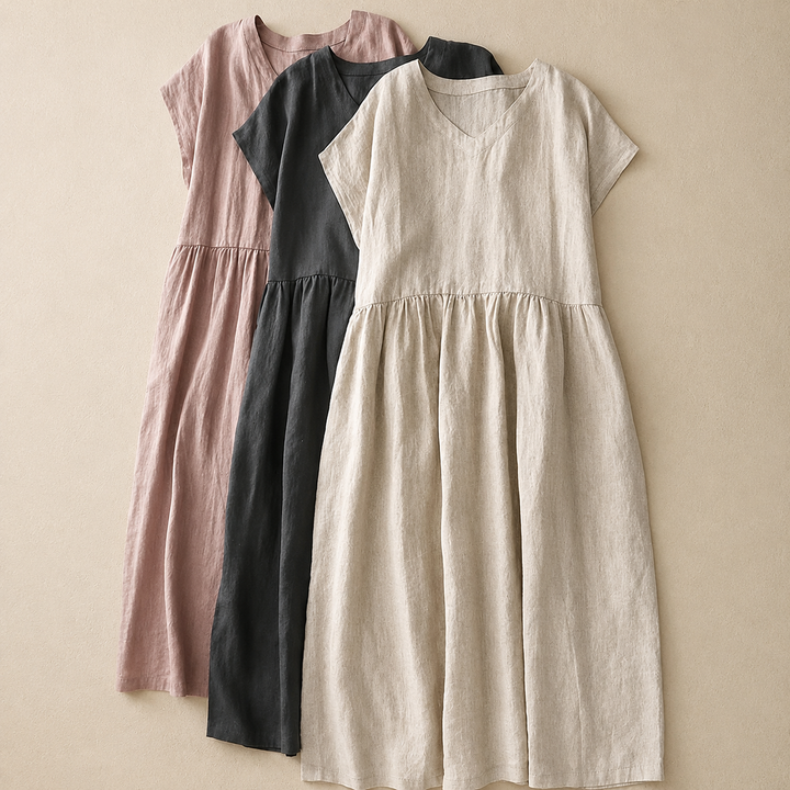 Vestido Midi Celestine con Escote en V