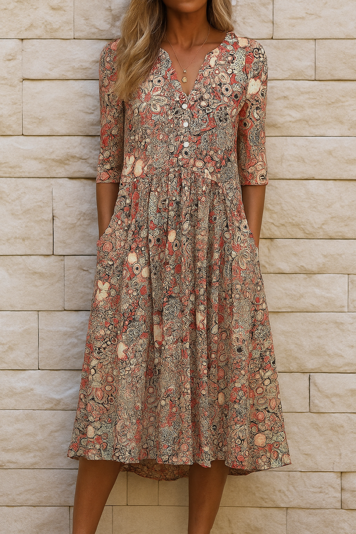 Romi™ | Vestido midi con estampado elegante
