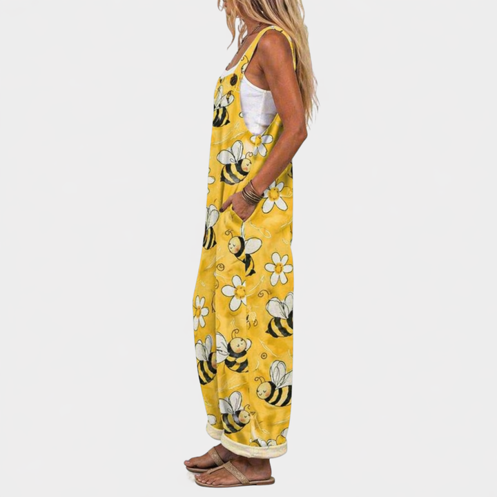 Pia - Pantalones con peto cómodos y estampados