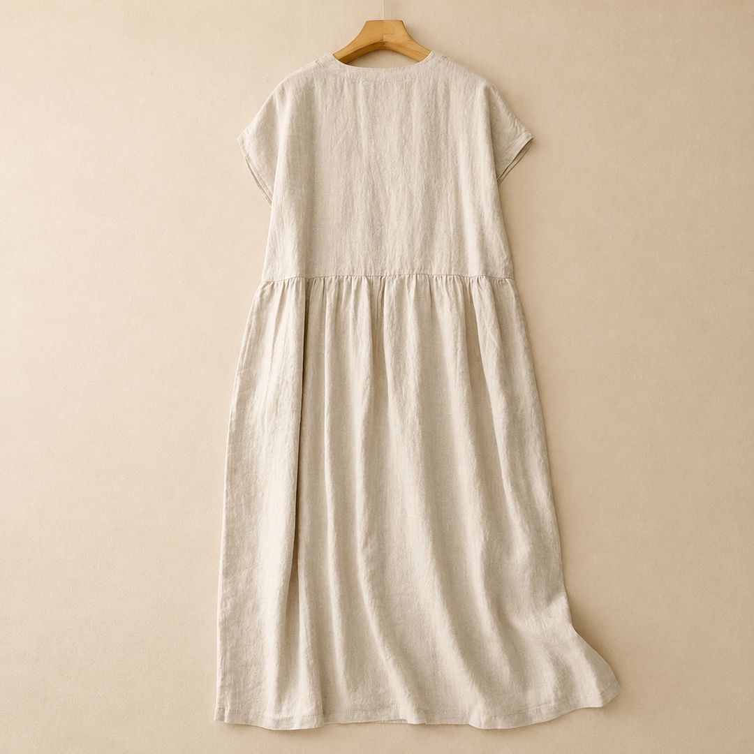 Vestido Midi Celestine con Escote en V