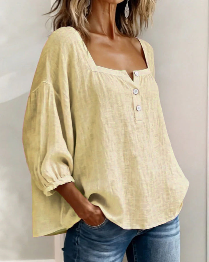Avelina Camisa de cuello cuadrado y mangas abullonadas
