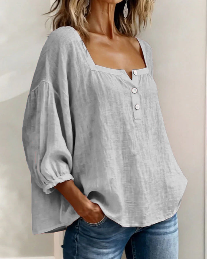 Avelina Camisa de cuello cuadrado y mangas abullonadas