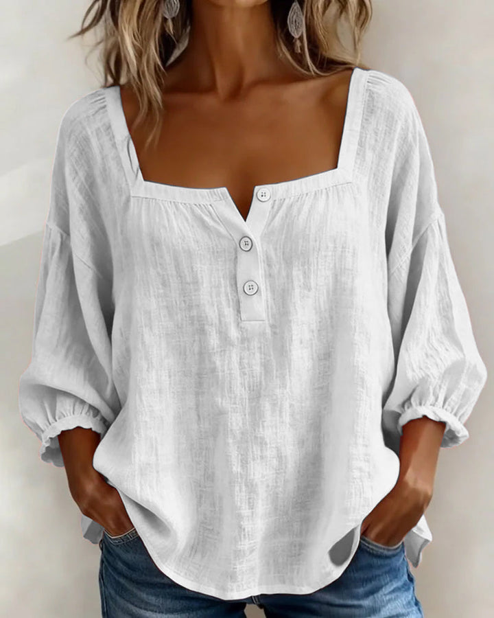 Avelina Camisa de cuello cuadrado y mangas abullonadas