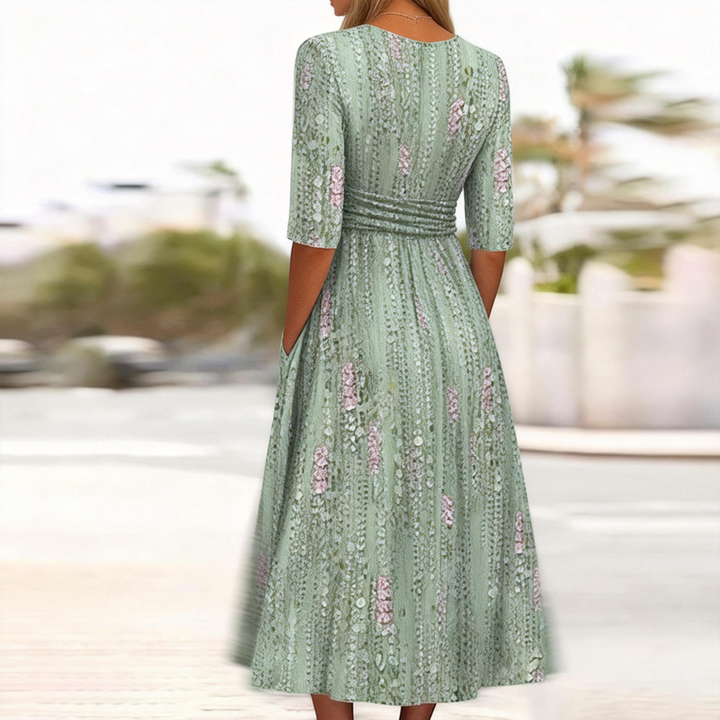 Celia | Elegante vestido midi con cuello en V