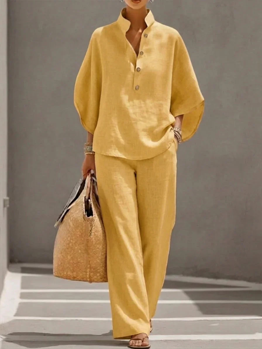 Maribel | Conjunto  con mangas murciélago y pantalón ancho