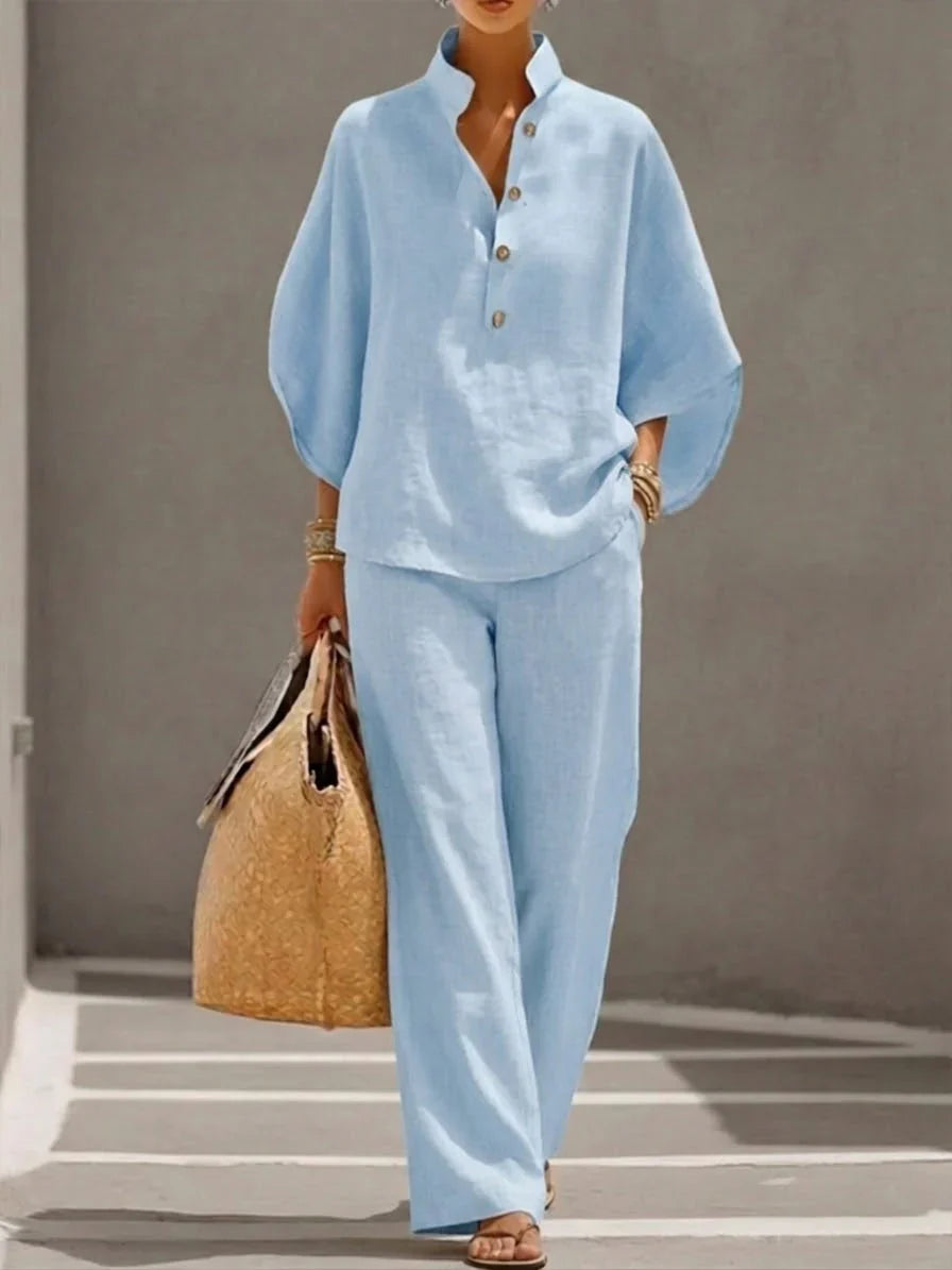Maribel | Conjunto  con mangas murciélago y pantalón ancho