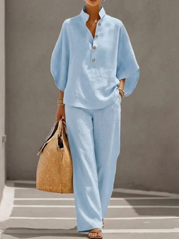 Maribel | Conjunto  con mangas murciélago y pantalón ancho