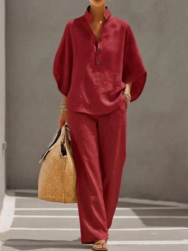Maribel | Conjunto  con mangas murciélago y pantalón ancho