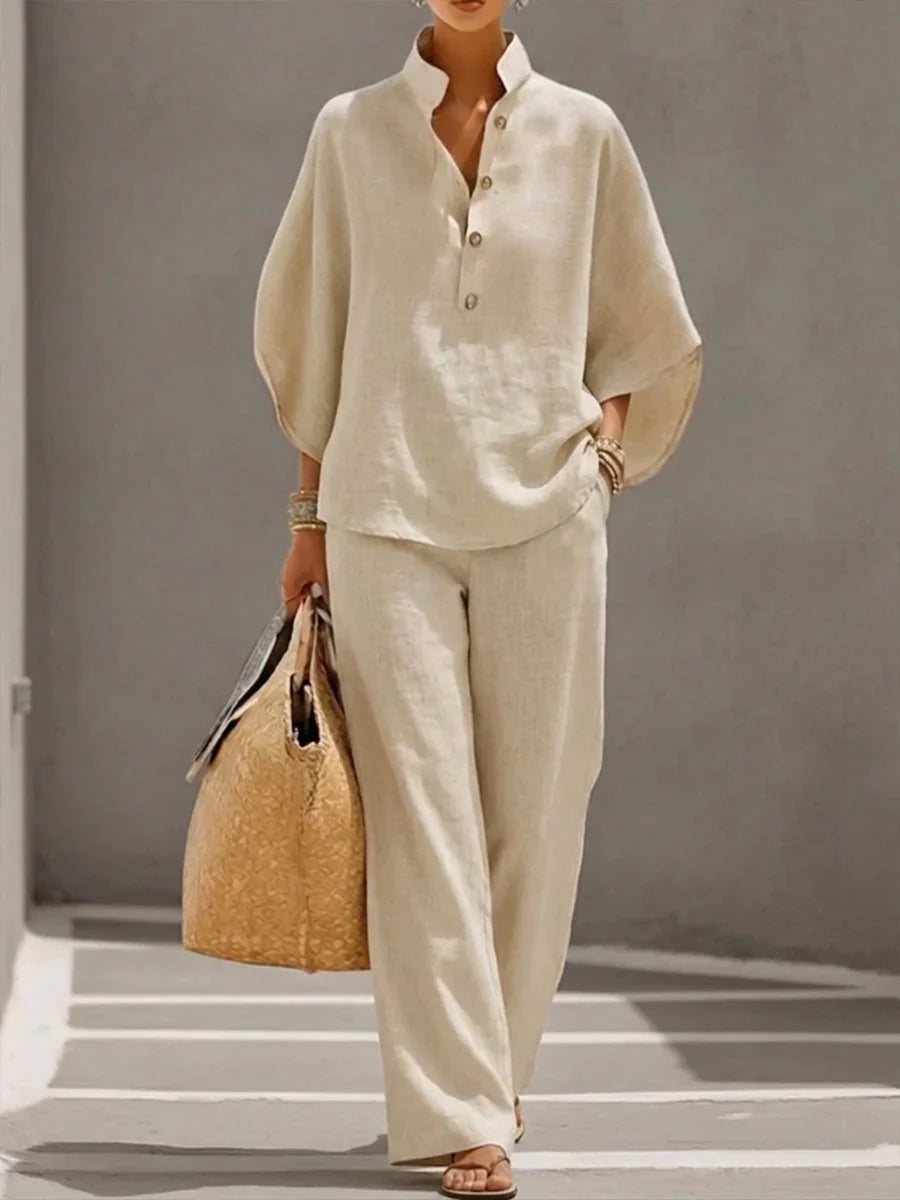Maribel | Conjunto  con mangas murciélago y pantalón ancho