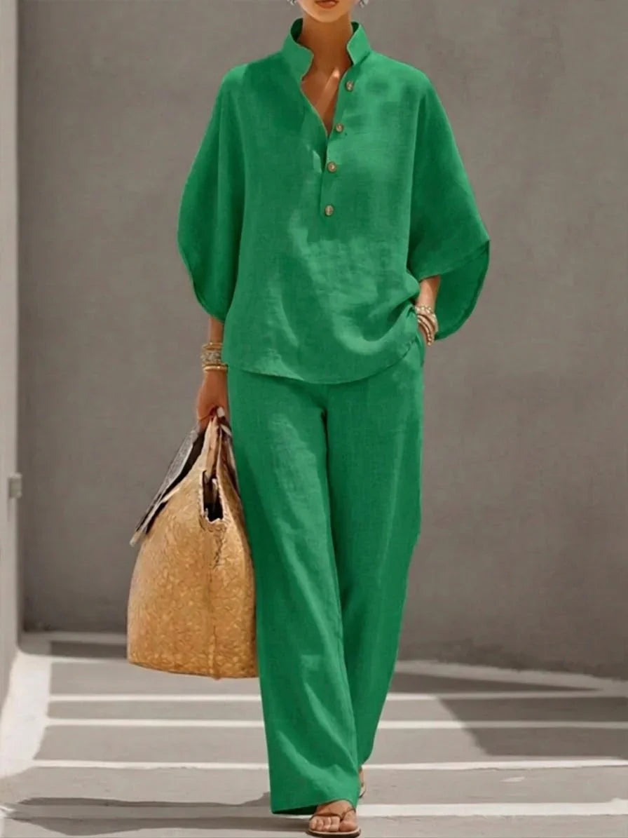 Maribel | Conjunto  con mangas murciélago y pantalón ancho